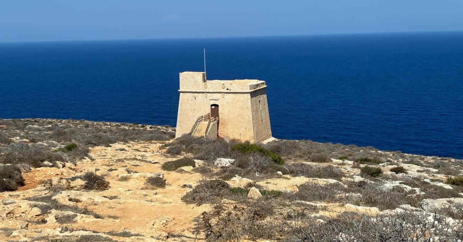 Ta’ Isopu Tower above the coast in Gozo